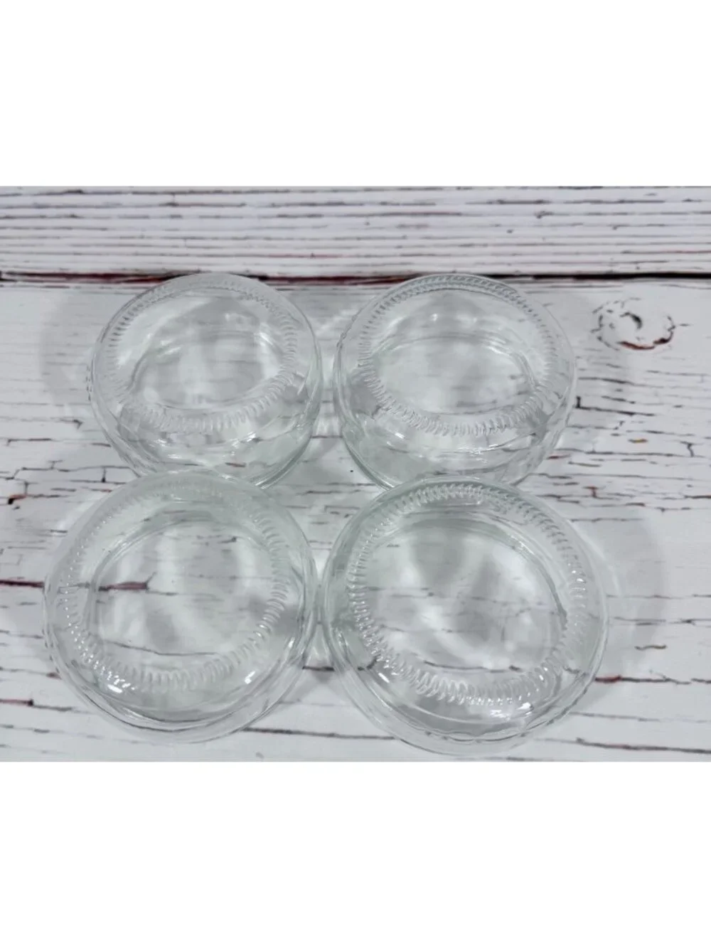 Clear Glass Dessert Ramekins Round Bowls 3.25” Set of 4 Condiments Or Prep Gü